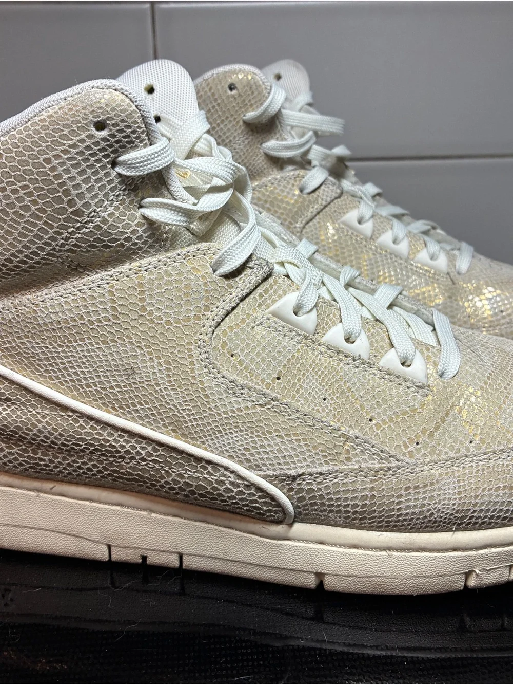 Nike Cream/White Python Textured High-Top Sneakers